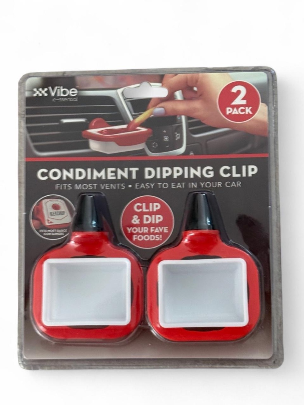 Vibe Red and White Condiment Dipping Clip 2-Pack